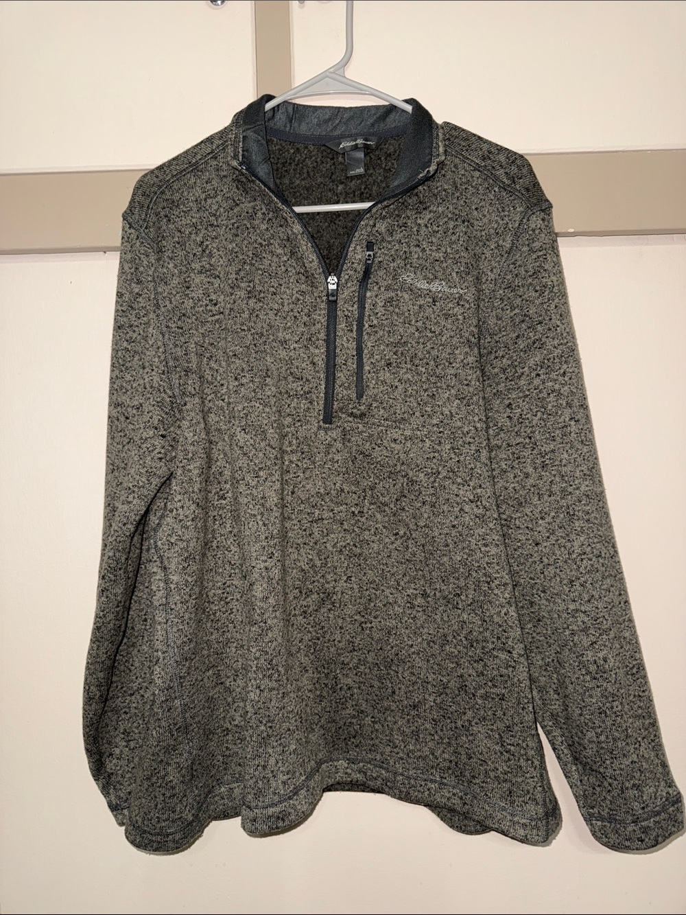Eddie Bauer Men's Heather Gray Quarter-Zip Sweater